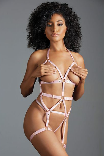 Strapped Bustier w/Leg Bands & Open G-String